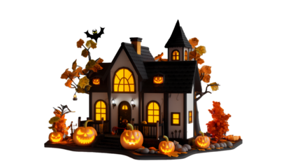 castle on halloween silhouette house castle with pumpkin and bats