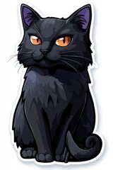 Obraz premium Cute Black Cat Sitting with Yellow Eyes