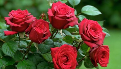 Obraz premium Blooming with love A bouquet of vibrant red roses