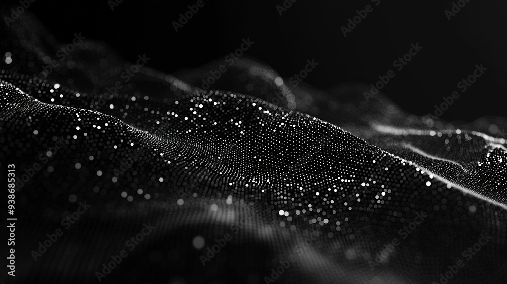 Wall mural a black background with a lot of dots. the background is very dark and the dots are very small. gene