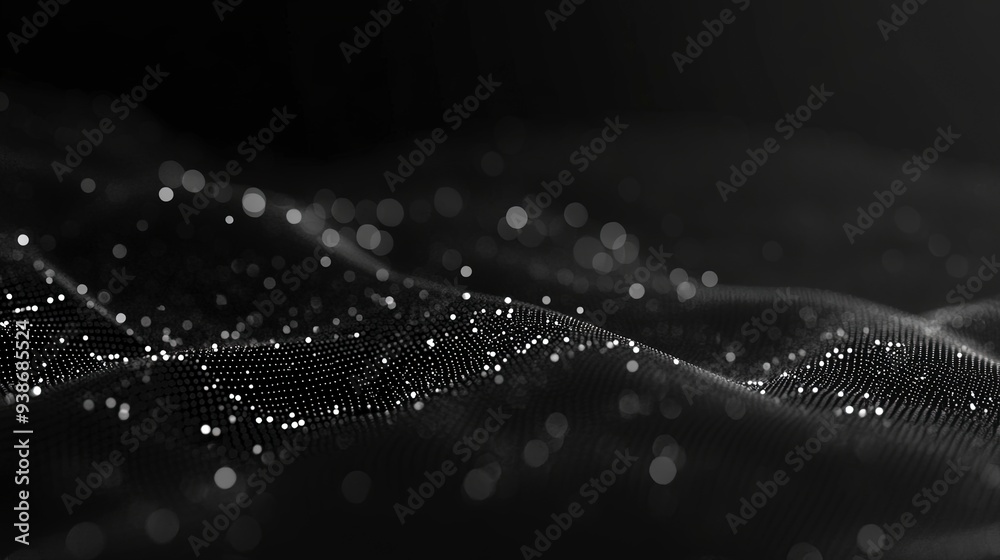 Wall mural a black background with a lot of dots. the background is very dark and the dots are very small. gene