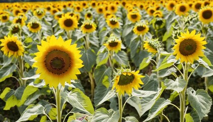 Obraz premium Bright and Beautiful A Sunflower Field in Full Bloom