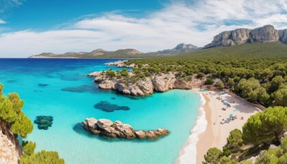 Obraz premium Paradise Found A serene beach cove with crystal clear waters