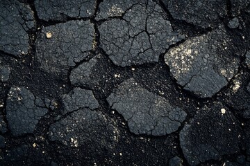 Fototapeta premium Cracked Black Asphalt Texture Background