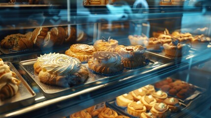 Bakery Showcase with Delicious Pastries
