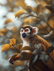 Fototapeta premium Common Squirrel Monkey, New World Primate, Arboreal Wildlife