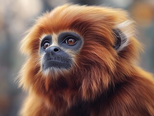 Obraz premium Close up portrait of a Golden Lion Tamarin, Leontopithecus rosalia