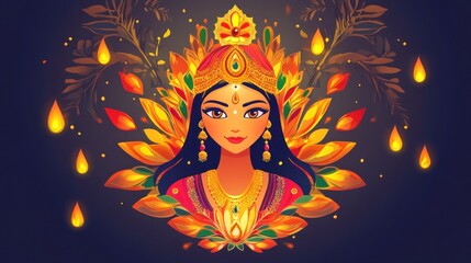 Happy Navratri Celebration Poster, Lotus Flowers Background.
