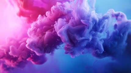 Fototapeta premium An abstract background with colorful ink drops spreading fluidly in water, creating a dynamic and artistic visual perfect for contemporary designs