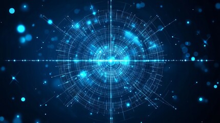 Fototapeta premium Abstract image of a Target. Vector business concept. With dark blue background. Low poly wireframe with lines, dots and glowing particles