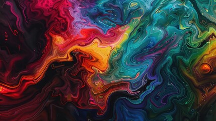 Fototapeta premium Vibrant abstract art featuring fluid, colorful patterns blending together, creating a mesmerizing and dynamic visual experience.