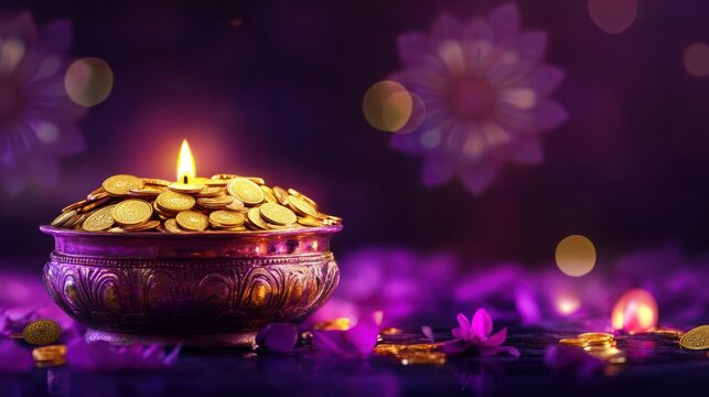 Illustration of mandala and karwa chauth elements, pooja thali. Happy karwa chauth to all married couples in India. Ai generated image