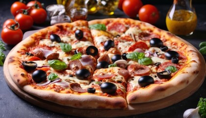  Deliciously baked pizza ready to be savored