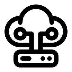 cloud database, cloud storage, cloud services, cloud computing, data storage, cloud server, cloud hosting outline icon