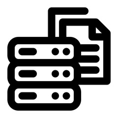 database, data storage, dbms, server, data, data center, database management, data repository outline icon