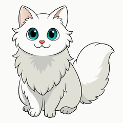 Adorable Fluffy Cat Shadow less Vector Art