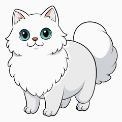 Adorable Fluffy Cat Shadow less Vector Art