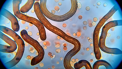 Protozoa seen under a microscope. high resolution image. copy space for information or text