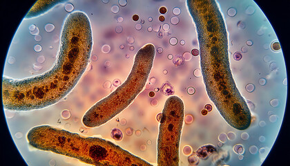 Protozoa seen under a microscope. high resolution image. copy space for information or text