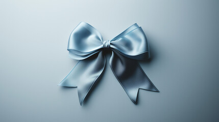 Naklejka premium A shiny blue silky ribbon with bow tightly tied over a blue background