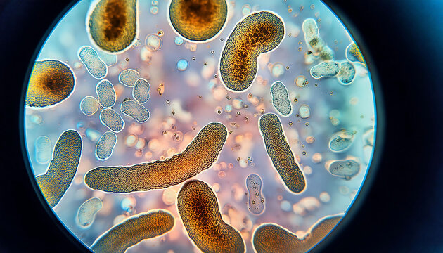 Protozoa seen under a microscope. high resolution image. copy space for information or text