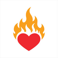 Heart fire icon silhouette vector illustration design on white background.