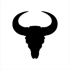 Black bull skull silhouette vector illustration design on white background.
