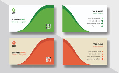 Green orange modern creative professional business card template design corporate identity design.
