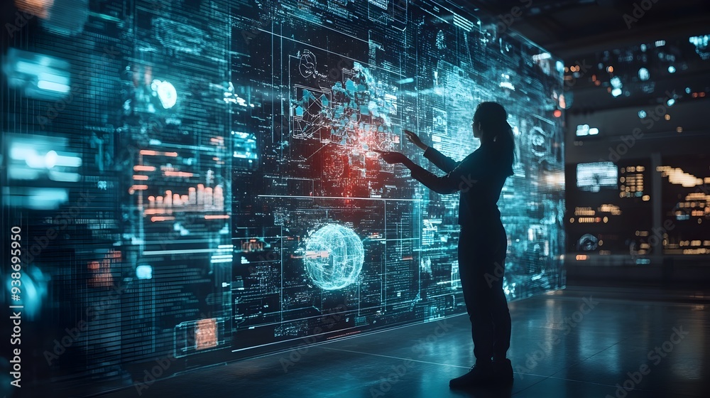 Poster holographic projection of a digital twin seamlessly integrating and interacting with real world data