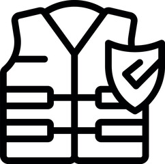 Line art icon of a safety vest, emphasizing safety and protection in various industries