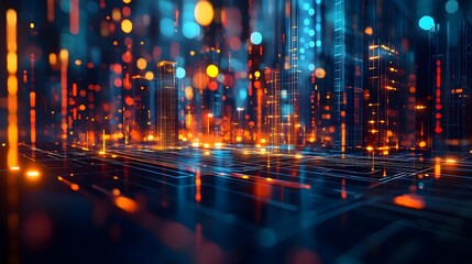 Fototapeta premium A digital twin of a city with real time data monitoring analytics and visualization tools for efficient urban planning development and infrastructure management