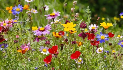  Vibrant wildflowers in a lush meadow