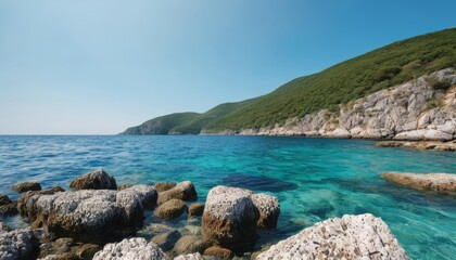 Obraz premium Enchanting coastal view with vibrant turquoise waters