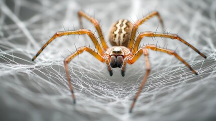 Fototapeta premium A 3D effect of a spider crawling outwards with webbing extending behind it, 3D effect, spider, nature