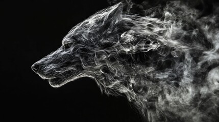Naklejka premium A Wolf's Form Made of Smoke and Light