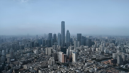 Fototapeta premium Breathtaking aerial view of a modern urban cityscape, a stunning cityscape at sunset highlighting urban architecture, skyline Kuala Lumpur, city, New York, and skyline Frankfurt.