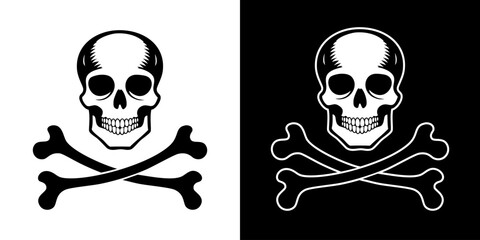 Silhouette skull and crossbones tattoo illustration