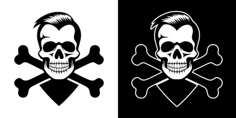 Skull and crossbones monochrome silhouette illustration