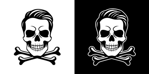 Skull and crossbones monochrome silhouette illustration