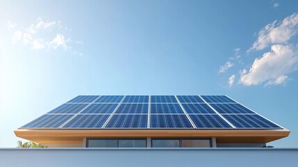 Naklejka premium Close-up of solar panels on a rooftop, renewable energy technology, green innovation, efficient power generation, sustainable living