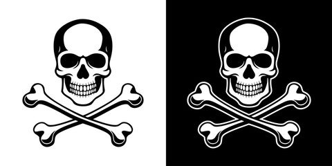 Hand drawn skull and crossbones tattoo vector illustration