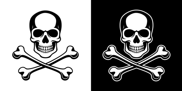 Hand drawn skull and crossbones tattoo vector illustration