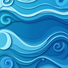 Obraz premium Abstract layered wave patterns in various shades of blue, creating a flowing and dynamic ocean-like texture.