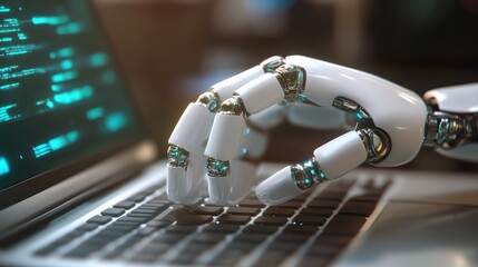 Robot Hand Typing on a Laptop