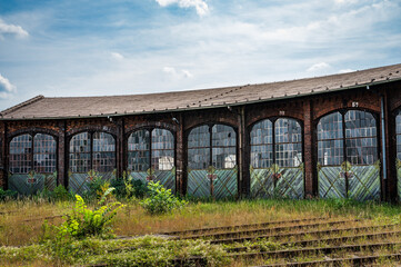 Abandoned railway station round-house exterior