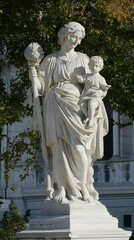 Obraz premium Marble Statue of a Woman Holding a Child