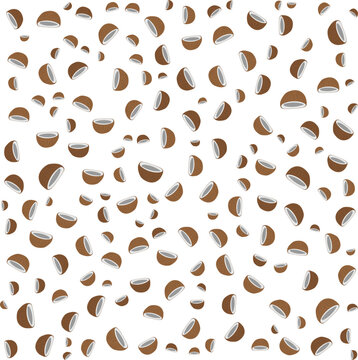 Hand drawn Coconut pattern background vector design, flat illustration.