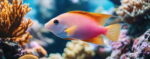 Obraz premium A 3D effect of a fish swimming out of the coral, 3D effect, fish, underwater