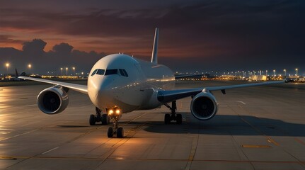 Commercial cargo air freight airplane loaded at airport in the evening.generative.ai