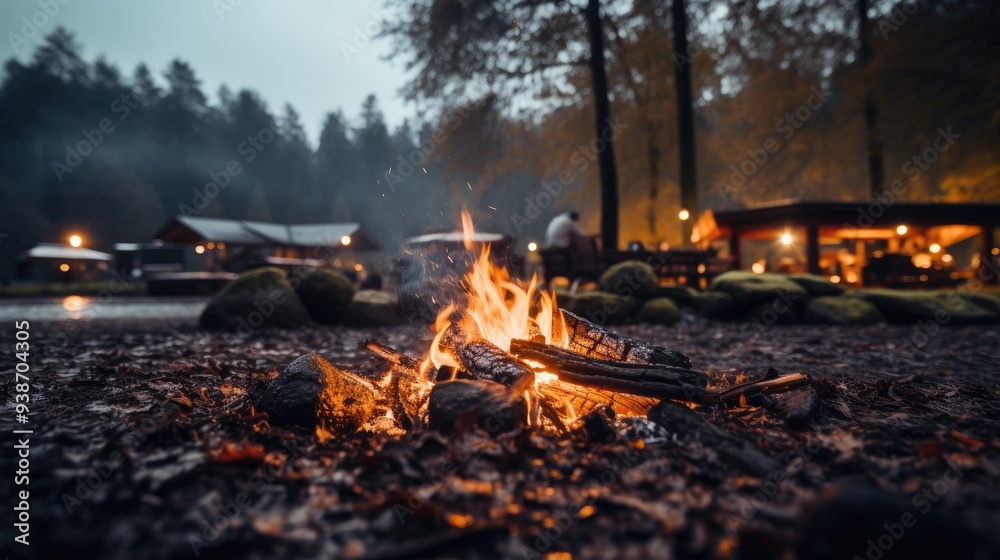 Wall mural campfire in the forest